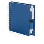 Notizbuch mit Soft-Touch-Cover aus Karton und passendem Kuli, B7 farbe blau