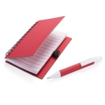 Notizbuch mit Soft-Touch-Cover aus Karton und passendem Kuli, B7 farbe rot