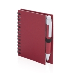 Notizbuch mit Soft-Touch-Cover aus Karton und passendem Kuli, B7 farbe rot erste Ansicht