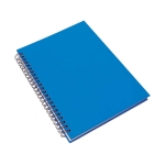 Notizbuch mit Soft-Touch-Cover aus Recycling-Karton bedrucken, A5 farbe blau erste Ansicht