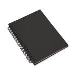 Bedruckbares Notizbuch mit Soft-Touch-Cover aus recyceltem Karton, A6 farbe schwarz erste Ansicht