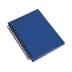 Bedruckbares Notizbuch mit Soft-Touch-Cover aus recyceltem Karton, A6 farbe blau erste Ansicht