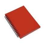 Bedruckbares Notizbuch mit Soft-Touch-Cover aus recyceltem Karton, A6 farbe rot erste Ansicht