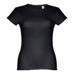 Günstiges tailliertes Damen-T-Shirt aus Baumwolle, 150 g/m2, THC Sofia farbe schwarz