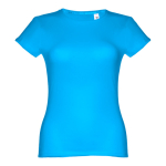 Günstiges tailliertes Damen-T-Shirt aus Baumwolle, 150 g/m2, THC Sofia farbe cyan-blau