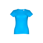 Günstiges tailliertes Damen-T-Shirt aus Baumwolle, 150 g/m2, THC Sofia farbe cyan-blau zweite Ansicht