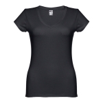 Tailliertes Damen-T-Shirt mit V-Ausschnitt, 150 g/m2, THC Athens farbe schwarz