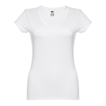 Tailliertes Damen-T-Shirt mit V-Ausschnitt, 150 g/m2, THC Athens farbe weiß