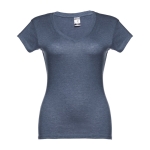 Tailliertes Damen-T-Shirt mit V-Ausschnitt, 150 g/m2, THC Athens farbe blau mamoriert