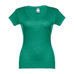 Tailliertes Damen-T-Shirt mit V-Ausschnitt, 150 g/m2, THC Athens farbe grün mamoriert