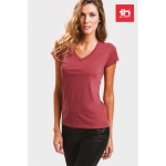 Tailliertes Damen-T-Shirt mit V-Ausschnitt, 150 g/m2, THC Athens farbe marmorrot