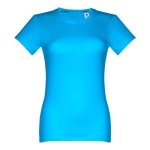 Tailliertes Damen-T-Shirt aus Baumwolle, 190 g/m2, THC Ankara farbe cyan-blau