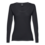 Langärmeliges Damen-T-Shirts aus Baumwolle, 150 g/m2, THC Bukarest farbe schwarz