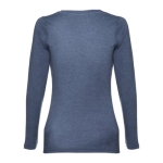 Langärmeliges Damen-T-Shirts aus Baumwolle, 150 g/m2, THC Bukarest farbe blau mamoriert