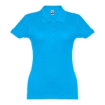 Damen-Poloshirt aus Baumwolle in vielen Farben, 195 g/m2, THC Eve farbe cyan-blau