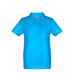 Poloshirts für Kinder aus Baumwolle, 195 g/m2, THC Adam Kids farbe cyan-blau