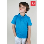 Poloshirts für Kinder aus Baumwolle, 195 g/m2, THC Adam Kids farbe cyan-blau dritte Ansicht