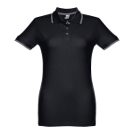 Zweifarbiges Poloshirts für Damen aus Baumwolle, 210 g/m2, THC Rome farbe schwarz