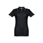 Zweifarbiges Poloshirts für Damen aus Baumwolle, 210 g/m2, THC Rome farbe schwarz zweite Ansicht