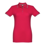 Zweifarbiges Poloshirts für Damen aus Baumwolle, 210 g/m2, THC Rome farbe rot