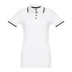 Zweifarbiges Poloshirts für Damen aus Baumwolle, 210 g/m2, THC Rome farbe weiß