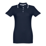 Zweifarbiges Poloshirts für Damen aus Baumwolle, 210 g/m2, THC Rome farbe marineblau