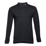 Langärmelige Poloshirts bedrucken aus Baumwolle, 210 g/m2, THC Bern farbe schwarz