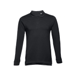 Langärmelige Poloshirts bedrucken aus Baumwolle, 210 g/m2, THC Bern farbe schwarz zweite Ansicht