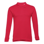 Langärmelige Poloshirts bedrucken aus Baumwolle, 210 g/m2, THC Bern farbe rot