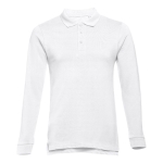 Langärmelige Poloshirts bedrucken aus Baumwolle, 210 g/m2, THC Bern farbe weiß