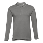 Langärmelige Poloshirts bedrucken aus Baumwolle, 210 g/m2, THC Bern farbe dunkelgrau