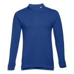 Langärmelige Poloshirts bedrucken aus Baumwolle, 210 g/m2, THC Bern farbe köngisblau