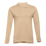 Langärmelige Poloshirts bedrucken aus Baumwolle, 210 g/m2, THC Bern farbe hellbraun