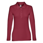 Langarm-Poloshirt für Damen aus Baumwolle, 210 g/m2, THC Bern farbe bordeaux