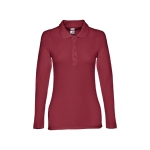 Langarm-Poloshirt für Damen aus Baumwolle, 210 g/m2, THC Bern farbe bordeaux zweite Ansicht