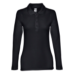 Langarm-Poloshirt für Damen aus Baumwolle, 210 g/m2, THC Bern farbe schwarz