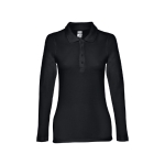 Langarm-Poloshirt für Damen aus Baumwolle, 210 g/m2, THC Bern farbe schwarz zweite Ansicht