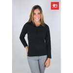 Langarm-Poloshirt für Damen aus Baumwolle, 210 g/m2, THC Bern farbe schwarz