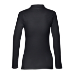 Langarm-Poloshirt für Damen aus Baumwolle, 210 g/m2, THC Bern farbe schwarz