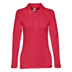 Langarm-Poloshirt für Damen aus Baumwolle, 210 g/m2, THC Bern farbe rot