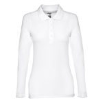 Langarm-Poloshirt für Damen aus Baumwolle, 210 g/m2, THC Bern farbe weiß