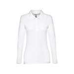 Langarm-Poloshirt für Damen aus Baumwolle, 210 g/m2, THC Bern farbe weiß zweite Ansicht