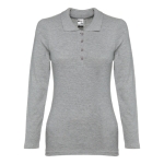 Langarm-Poloshirt für Damen aus Baumwolle, 210 g/m2, THC Bern farbe grau