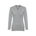 Langarm-Poloshirt für Damen aus Baumwolle, 210 g/m2, THC Bern farbe grau zweite Ansicht