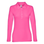 Langarm-Poloshirt für Damen aus Baumwolle, 210 g/m2, THC Bern farbe pink