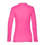 Langarm-Poloshirt für Damen aus Baumwolle, 210 g/m2, THC Bern farbe pink