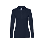 Langarm-Poloshirt für Damen aus Baumwolle, 210 g/m2, THC Bern farbe marineblau zweite Ansicht