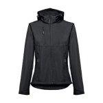 Damen-Softshelljacken mit Kapuze aus Polyester, 280 g/m2, THC Zagreb farbe schwarz zweite Ansicht