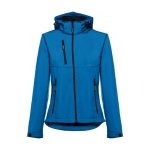 Damen-Softshelljacken mit Kapuze aus Polyester, 280 g/m2, THC Zagreb farbe cyan-blau zweite Ansicht