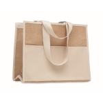 Jutetasche mit laminiertem Innenraum und Seitenfach farbe beige